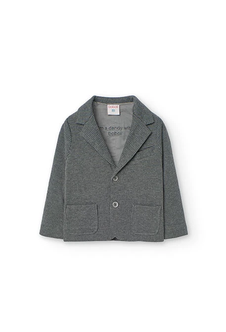 Blazer effet  pied depoule pour garçon en gris chiné