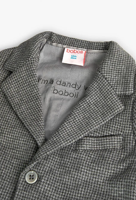 Houndstooth blazer for boys in grey