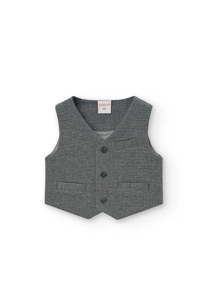 Knitted vest for baby boy in grey