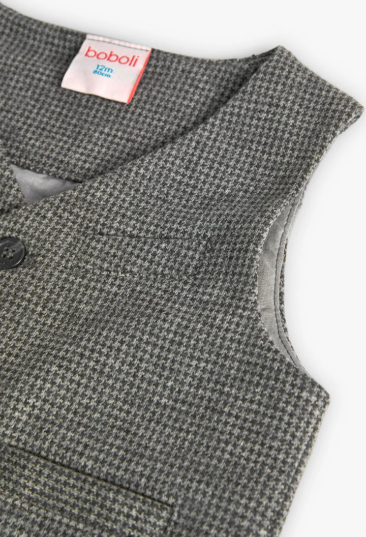 Knitted vest for baby boy in grey