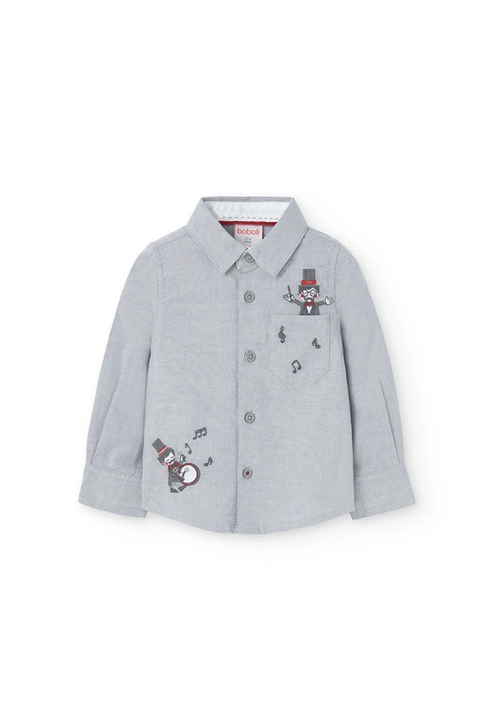 Camisa oxford para bebé niño en gris claro