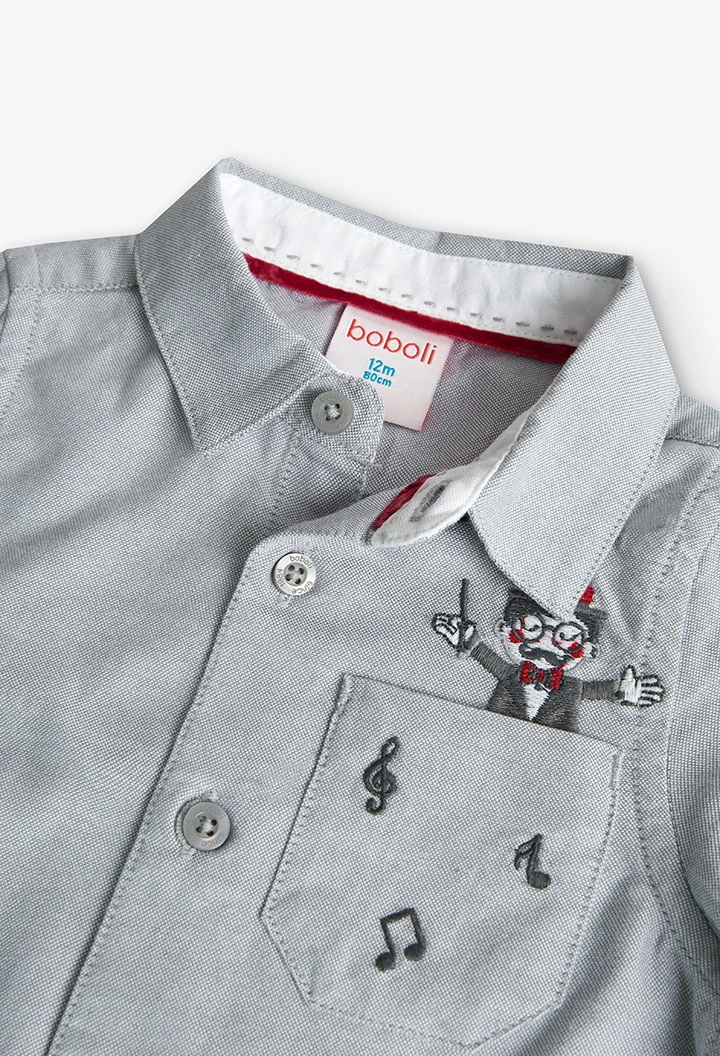 Oxford shirt for baby boy in light grey