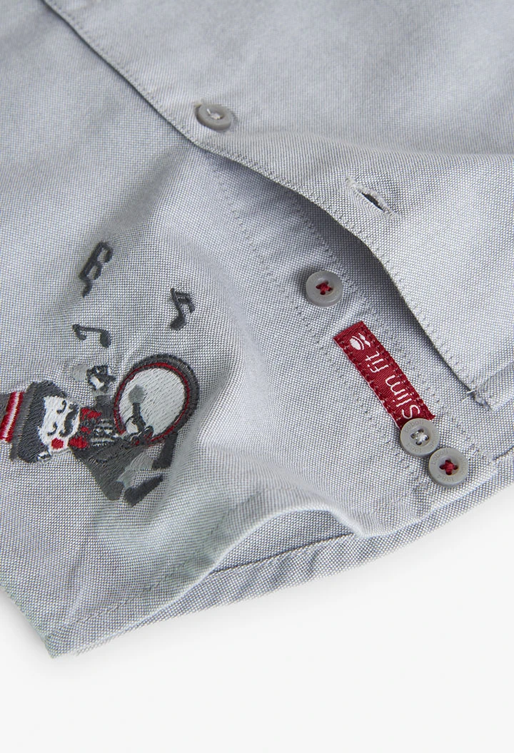 Camicia oxford per neonato maschio in grigio chiaro