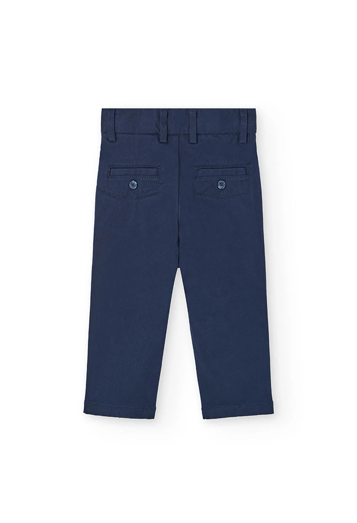 Pantaloni in raso per neonato maschio in blu marino