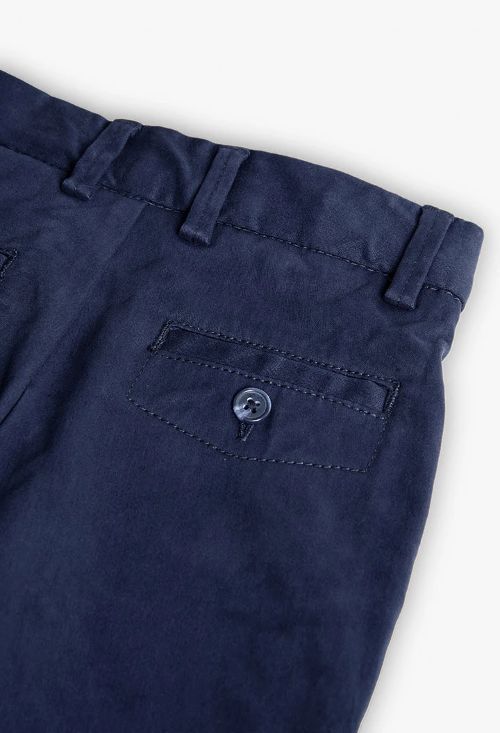 Pantalón satén para bebé niño en azul marino