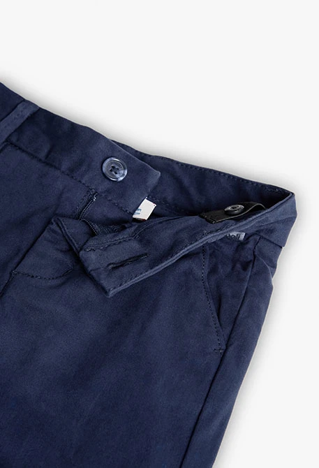 Satin trousers for baby boy in navy blue