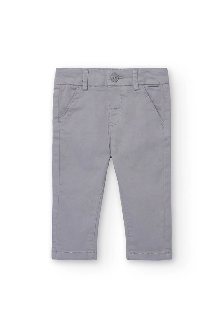 Satin trousers for baby boy in grey