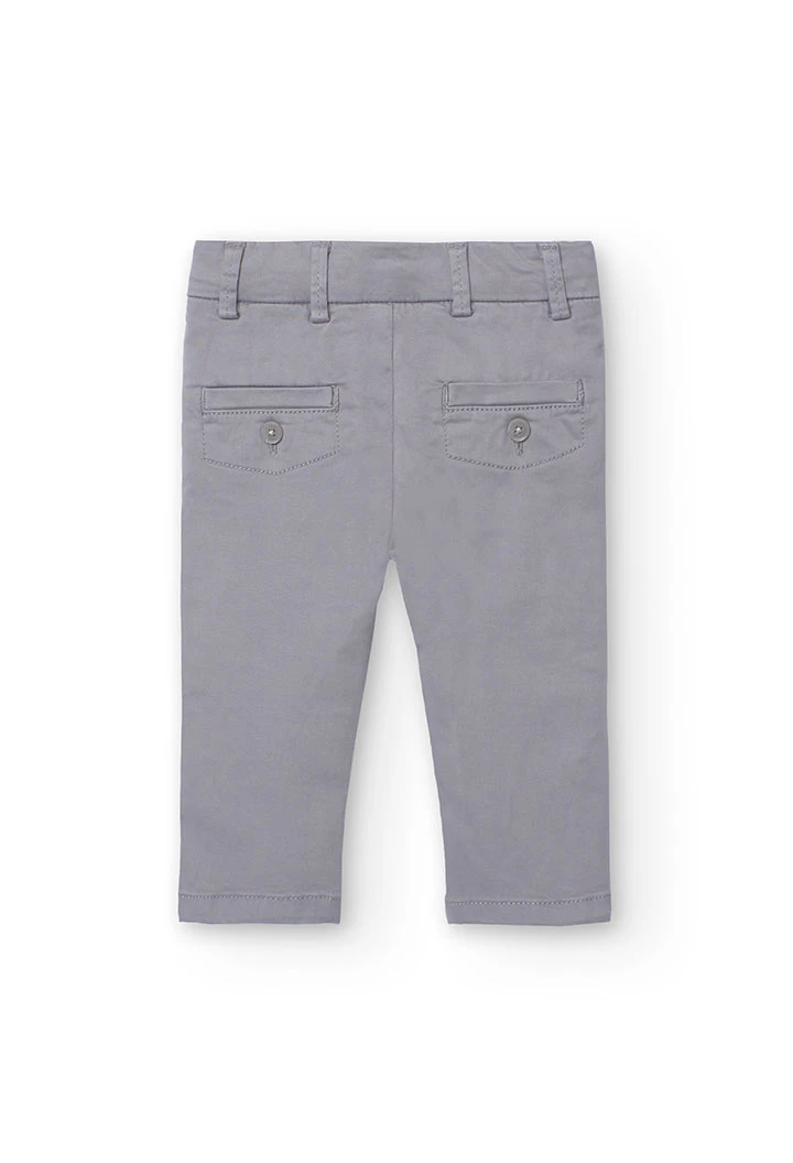 Satin trousers for baby boy in grey