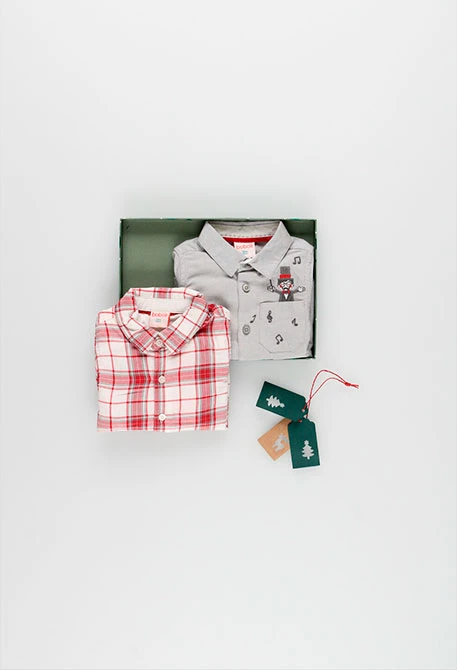 Red checked poplin shirt for baby boy