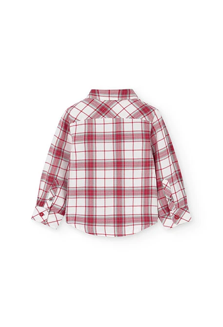 Red checked poplin shirt for baby boy