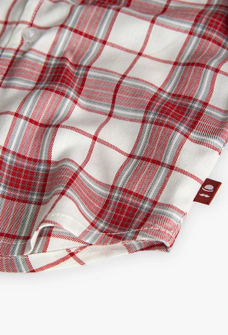 Red checked poplin shirt for baby boy