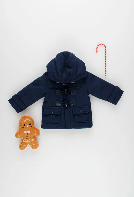 Navy blue duffle coat for baby boy