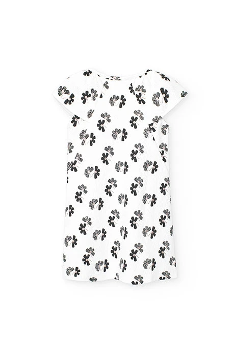 Robe en maille pour fille avec motif de fleurs en blanc et noir.