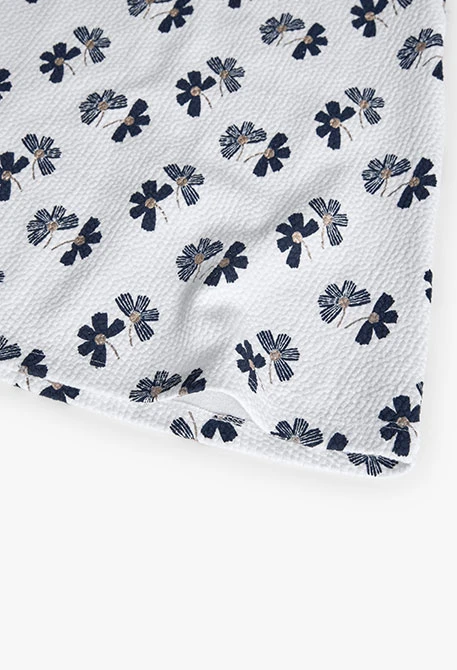 Robe en maille pour fille avec motif de fleurs en blanc et noir.