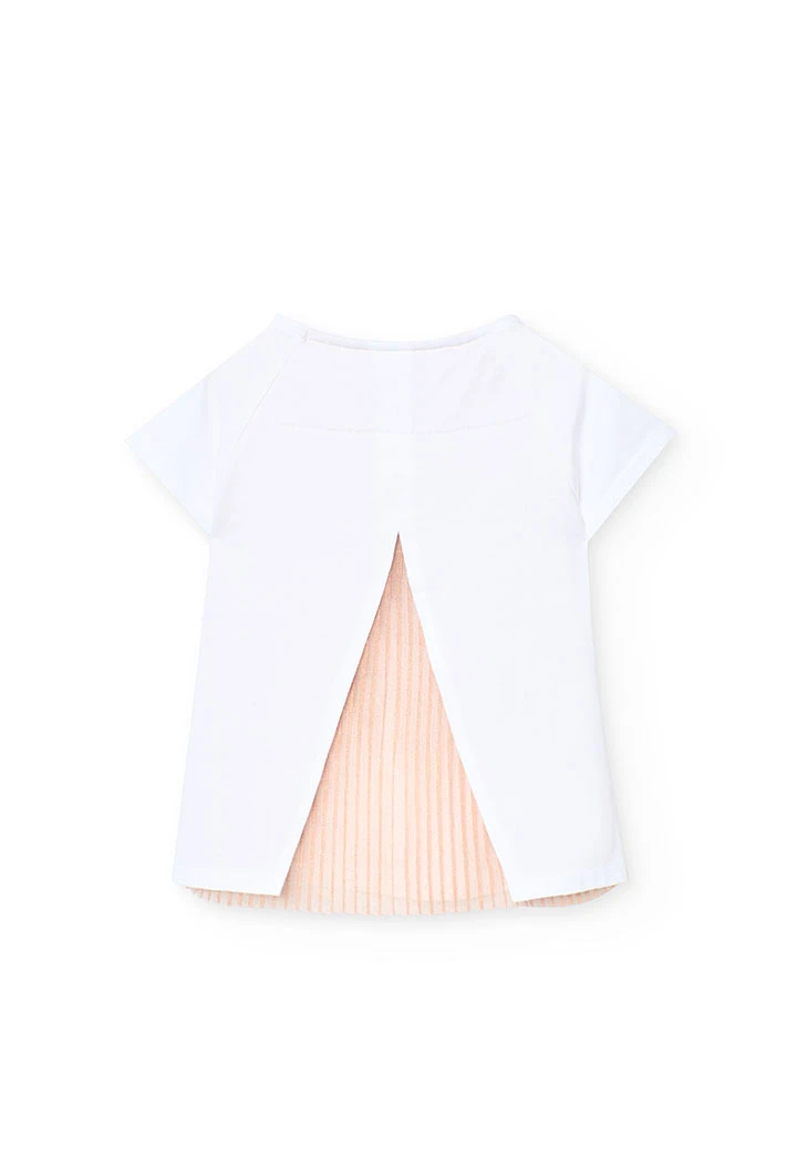 T-shirt de malha para menina em cor branca com design de uma flor