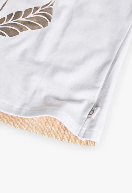 Camiseta de punto para niña en color blanco con diseño de una flor