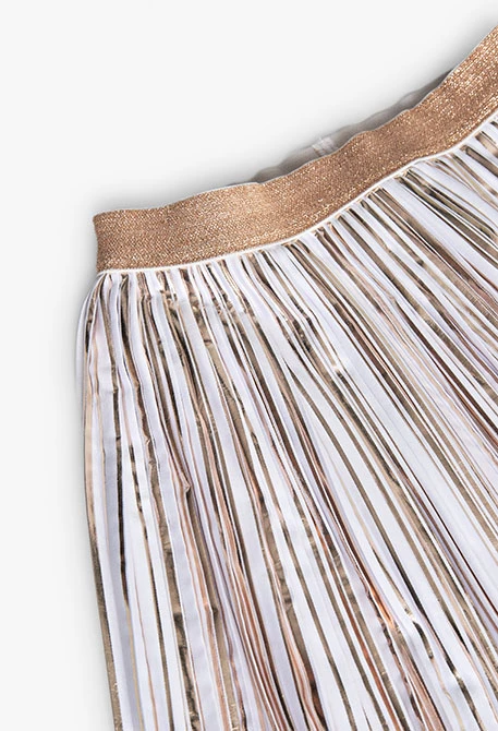 Gonna a pieghe in maglia per bambina di colore bianco