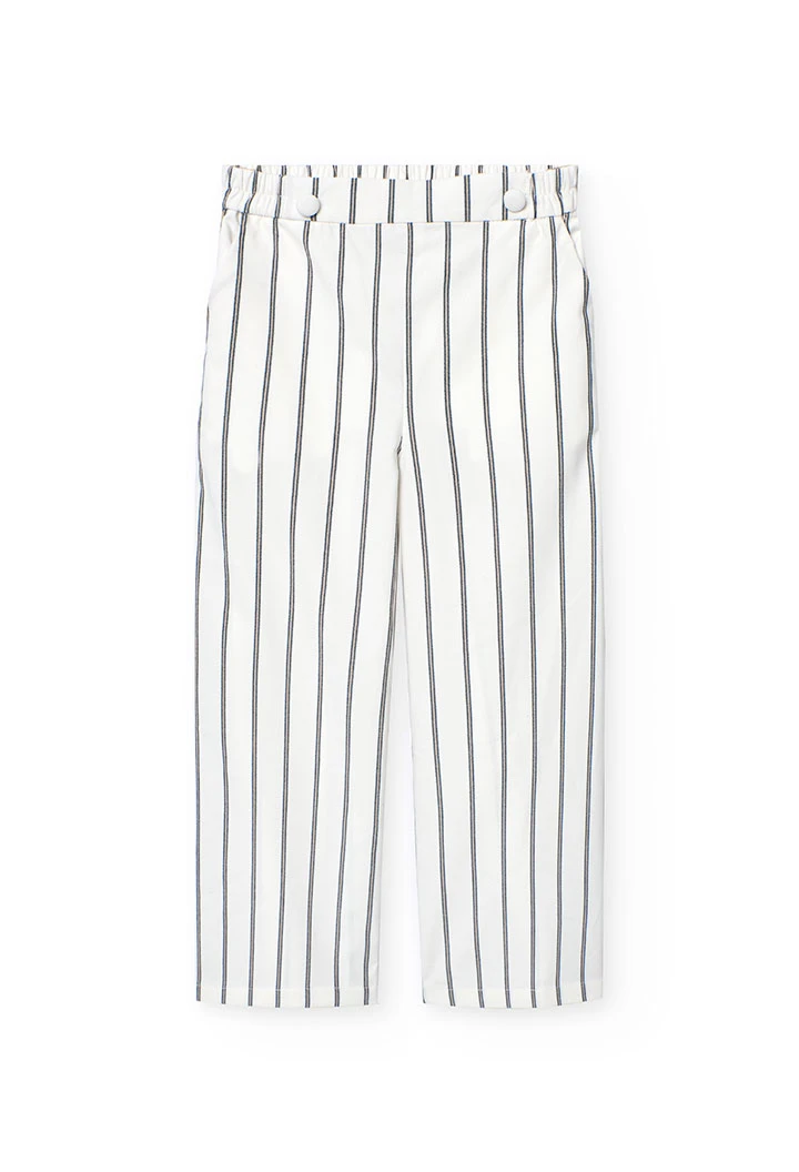 Pantalon en maille pour fille rayé en blanc et noir