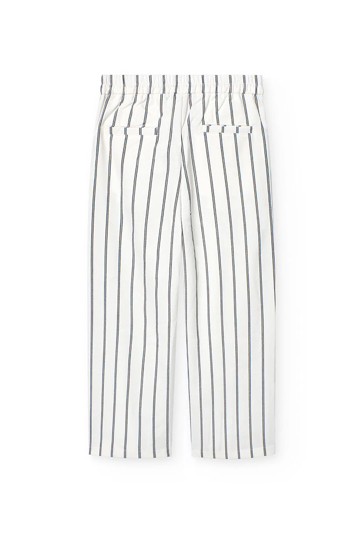 Pantalon en maille pour fille rayé en blanc et noir