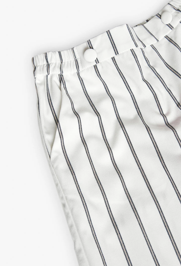 Pantalon en maille pour fille rayé en blanc et noir