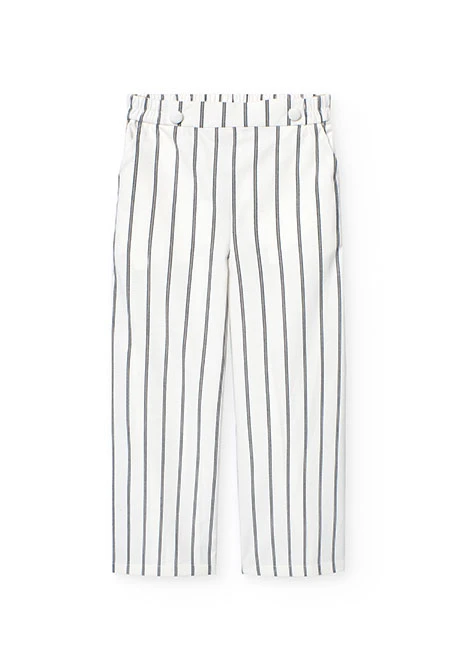 Pantalon en maille pour fille rayé en blanc et noir