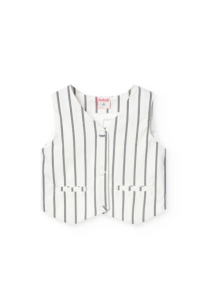 Gilet en maille pour fille rayé en blanc et noir