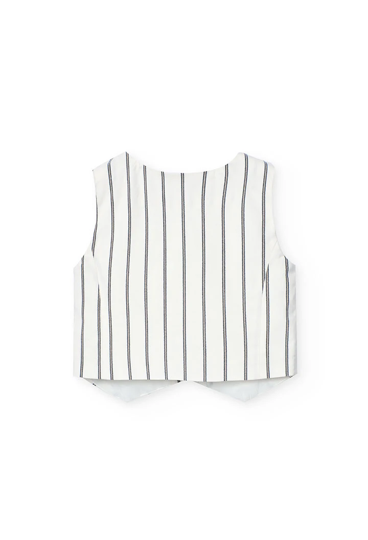 Gilet en maille pour fille rayé en blanc et noir