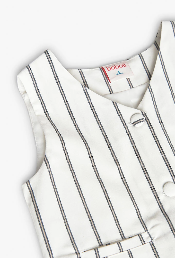 Gilet en maille pour fille rayé en blanc et noir