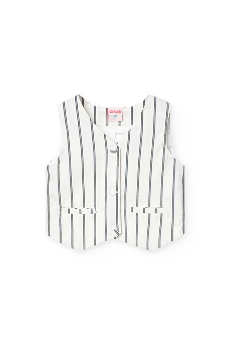 Gilet en maille pour fille rayé en blanc et noir
