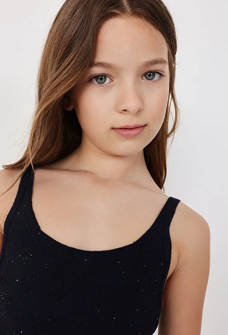 Knitted top for girls in navy blue