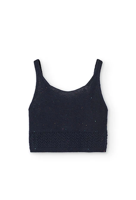 Trikot-Top für Mädchen in Marineblau