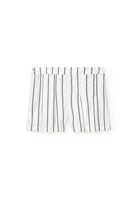 Gonna-pantaloncino in maglia per bambina con righe in bianco e nero.