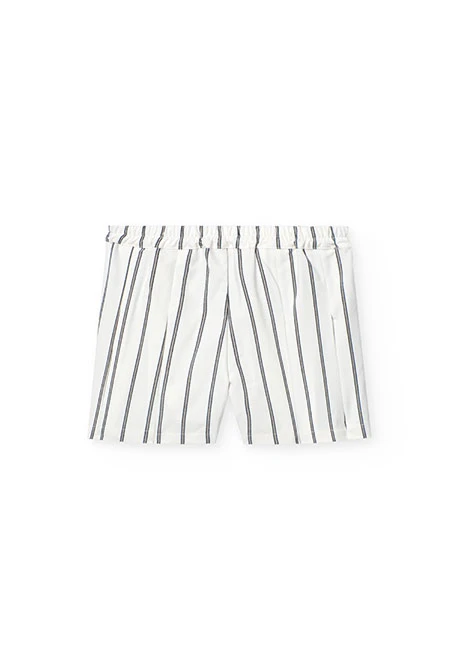 Gonna-pantaloncino in maglia per bambina con righe in bianco e nero.