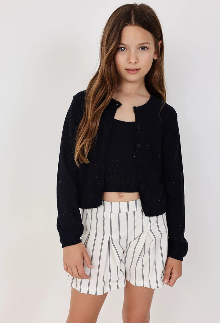 Knitted jacket for girls in navy blue