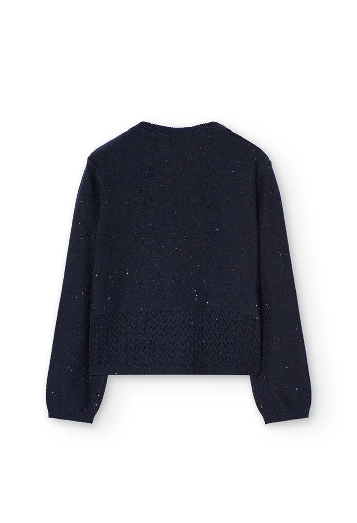 Knitted jacket for girls in navy blue