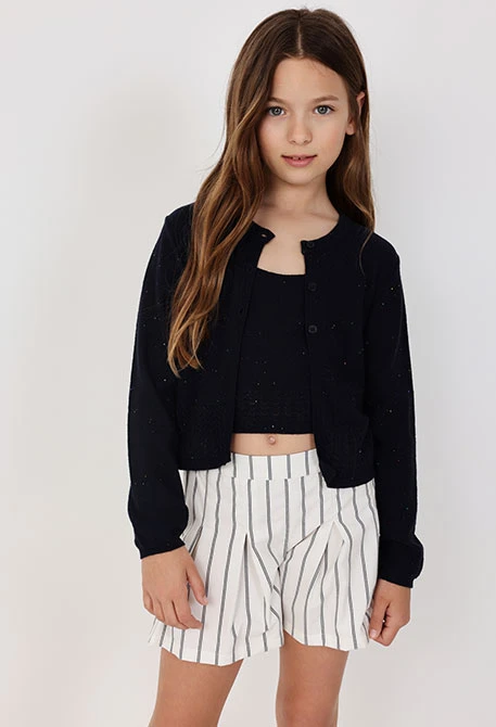 Knitted jacket for girls in navy blue