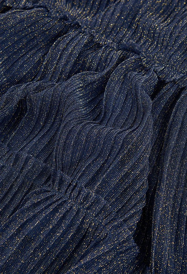 Plissiertes Tüllkleid für Mädchen in Marineblau