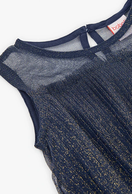 Plissiertes Tüllkleid für Mädchen in Marineblau