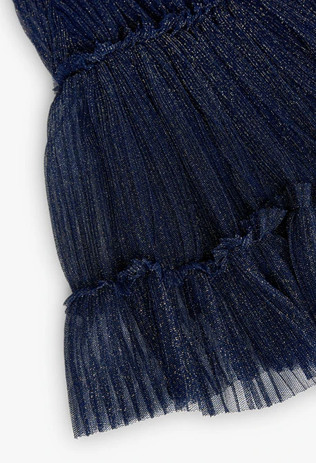 Plissiertes Tüllkleid für Mädchen in Marineblau