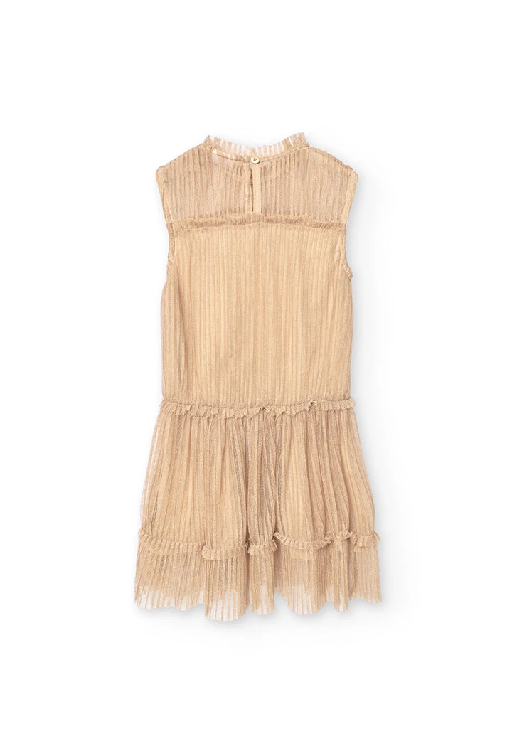 Plissiertes Tüllkleid für Mädchen in Goldfarbe