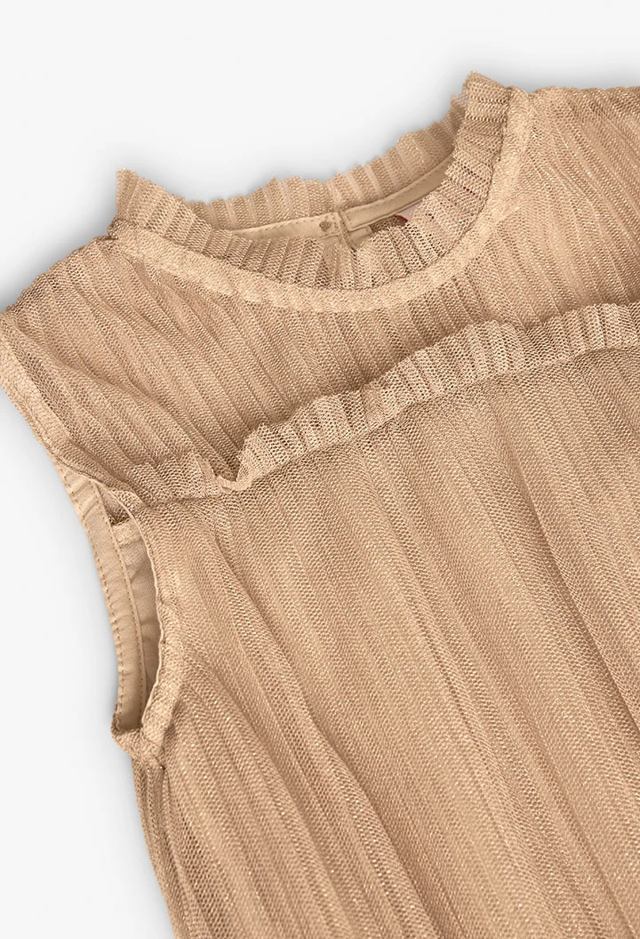 Plissiertes Tüllkleid für Mädchen in Goldfarbe