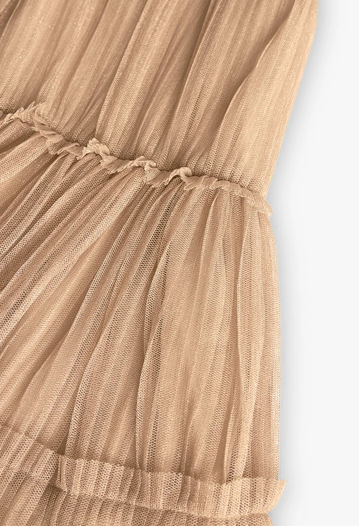Plissiertes Tüllkleid für Mädchen in Goldfarbe