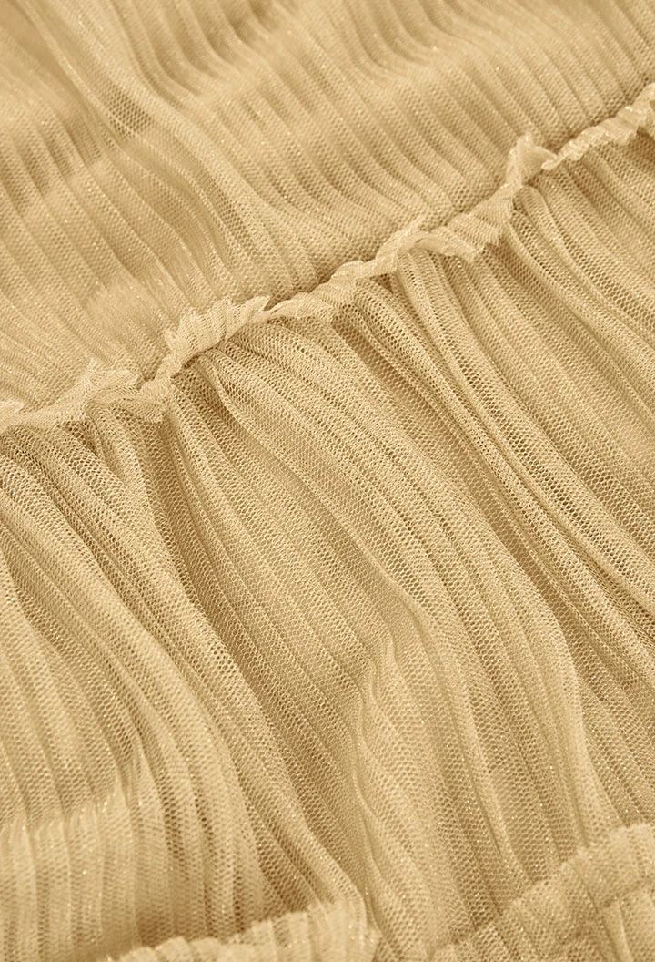 Pleated tulle dress for girls in gold colour