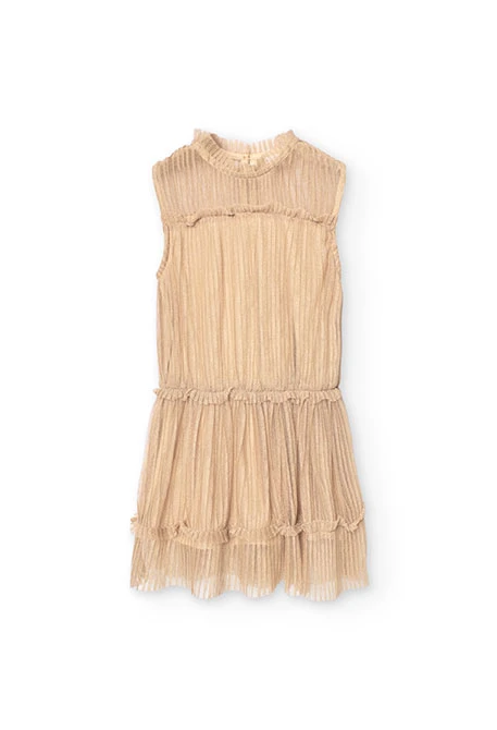 Vestito in tulle plissettato per bambina in colore oro