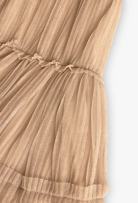 Vestido de tul plisado para niña en color dorado