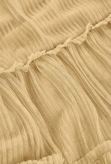 Plissiertes Tüllkleid für Mädchen in Goldfarbe