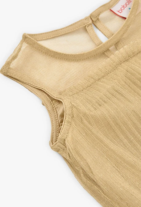 Plissiertes Tüllkleid für Mädchen in Goldfarbe