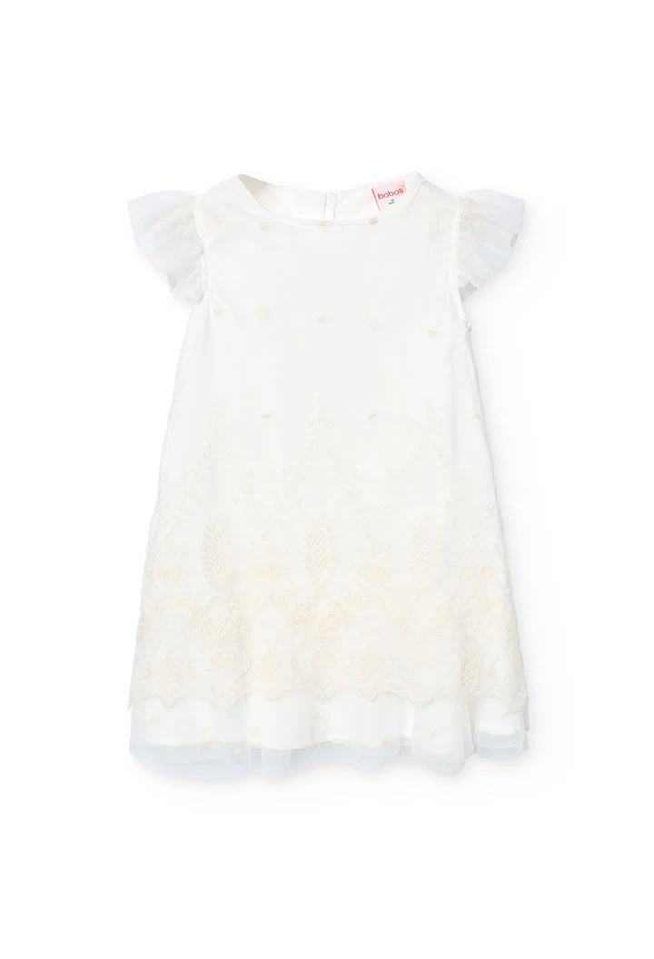 Robe en tulle pour fille en couleur blanche avec broderie