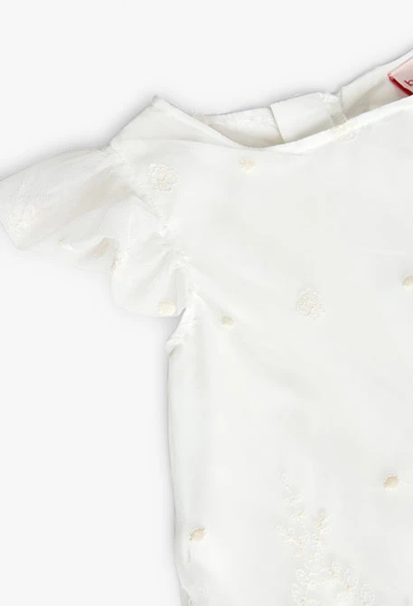 Vestido de tul para niña en color blanco con bordado