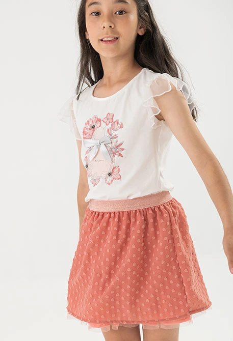 Camisola de malha para menina em branco com design de flores